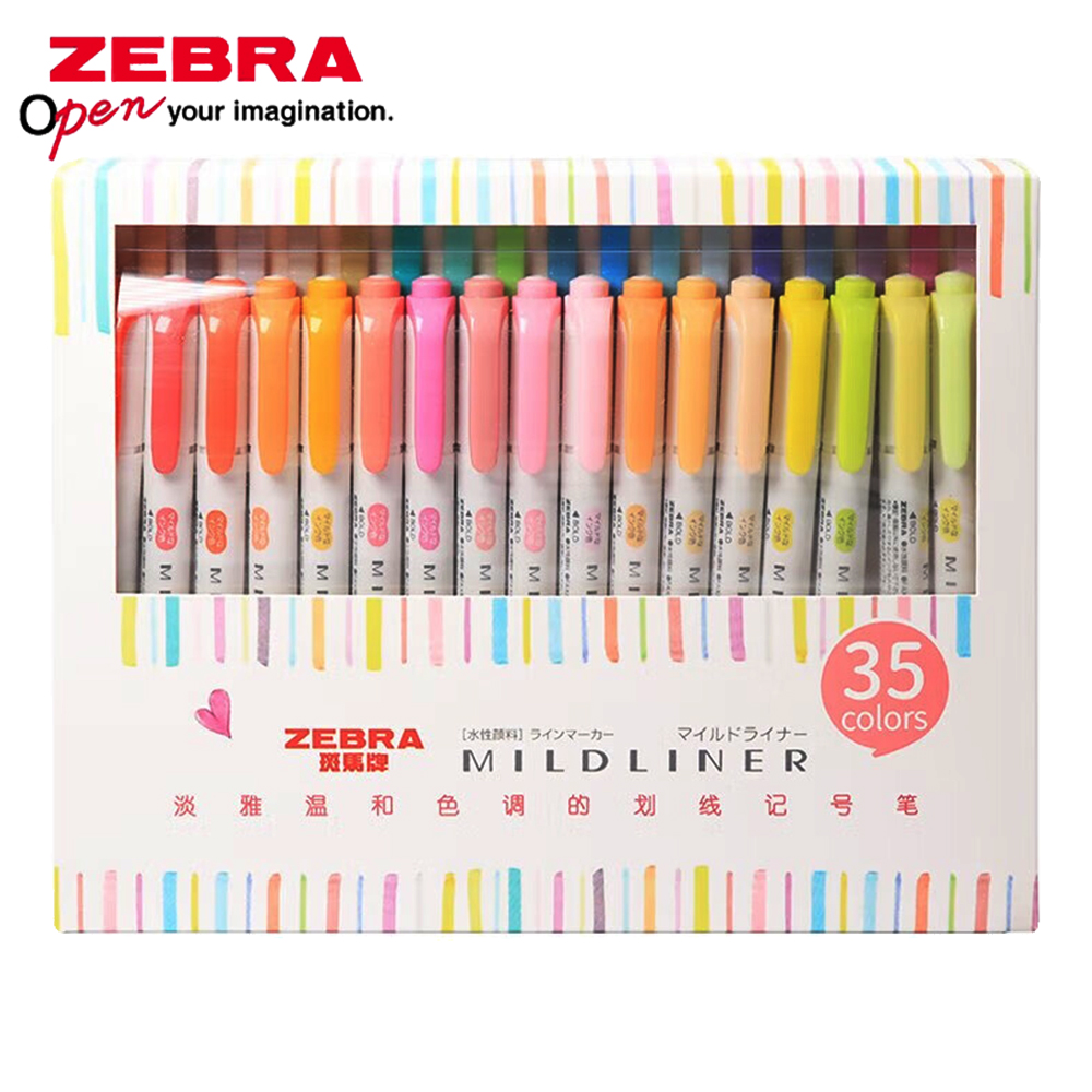 Zebra Pen Mildliner - Ensemble de 35 couleurs zèbre Mildliner